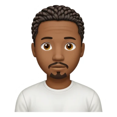 Hazme un emoji de un hombre negro con trenzas cortas, camiseta blanca y una pequeña perilla sticker