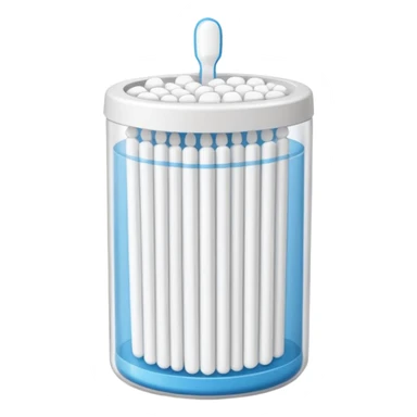 Cotton swabs in a plastic container, full packed  sticker