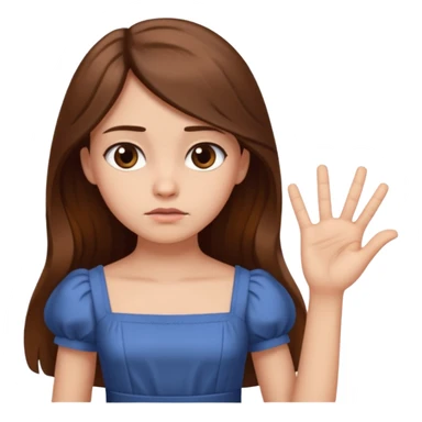 fake costumer loyalty, girl that doesn't care, she is like whatever, brown long hair, cute dress and her hand showing like i dont care whatever, make her look little bit bored sticker