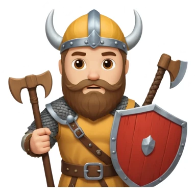 Bearded viking holding axe and shield sticker