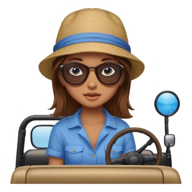 girl in a jeep, blue eyes and brown hair sticker