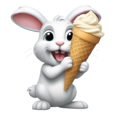 A rabbit eating icecream sticker