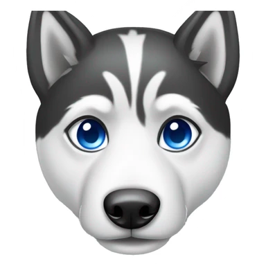 Black and white huskey with one blue eye sticker