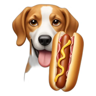 a dog eating a hot dog sticker