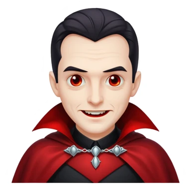cool Dracula with classic vampire cape, smirking, WhatsApp emoji style sticker