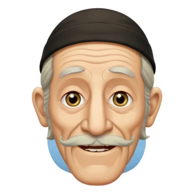 Jewish elderly man emoji with long hair on the sides and jewish hat, long big nose and crooked teeth sticker