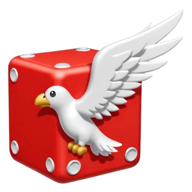 Red lucky block form super mario  with 2 white wings sticker