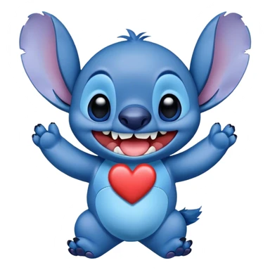 Stich con un corazón diciendo hola bombón sticker