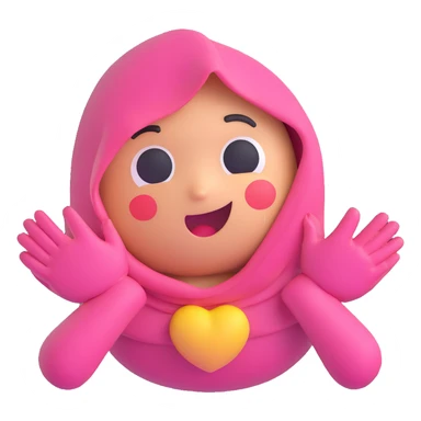 cute, blushing 3D emoji face with hands covering chest, hinting at shyness sticker