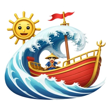 jimbei steering the thousand sunny on a giant wave sticker