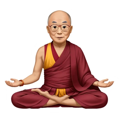 Dalai Lama in traditional robes doing yoga pose sticker