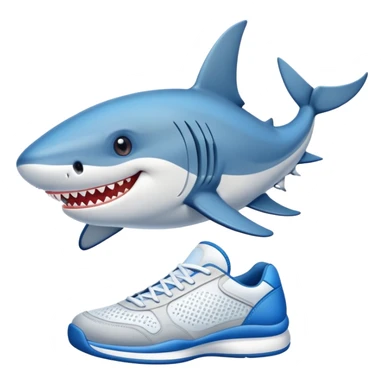 Tiburón con tenis azules puestas en los pies  sticker