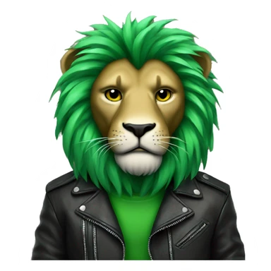 cool green lion in leather jacket sticker