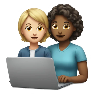 child with laptop and mom next to it sticker