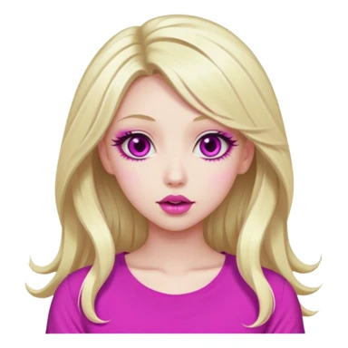 blonde girl, hypnotized eyes, magenta spiral pupils, big pink lips, bimbo, pink top, diva, gyaru, long hair  sticker