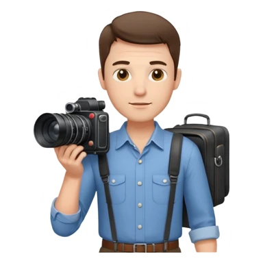 man single  large film Camera ,on his shoulder sticker