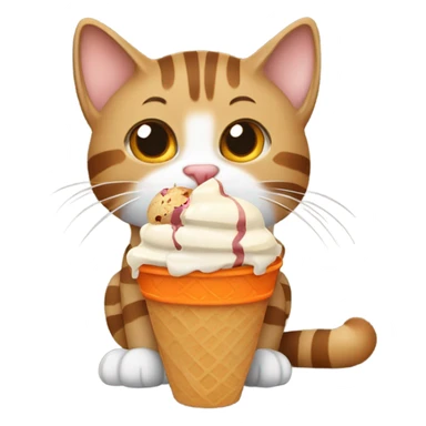 tabby cat eating ice cream  sticker