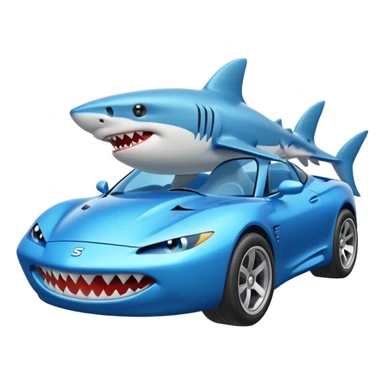 shark driving a fast car sticker