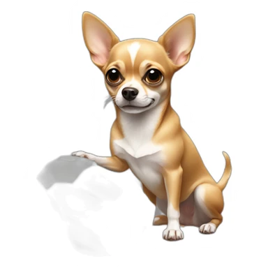 chihuahua holding a huge stone sticker