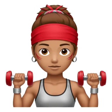 athlete with red headband, hold a mini dumbbell sticker
