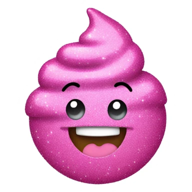Pink glittery poop emoji smiling sticker