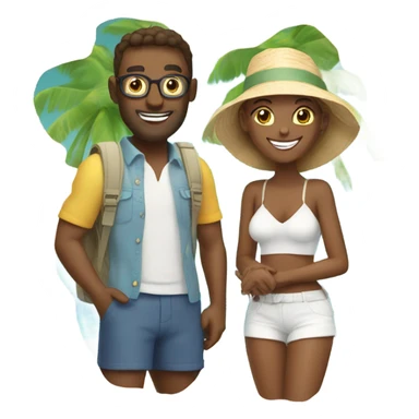 happy couple on vacation sticker