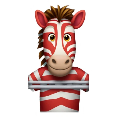 red zebra behind bars in a jail cell sticker