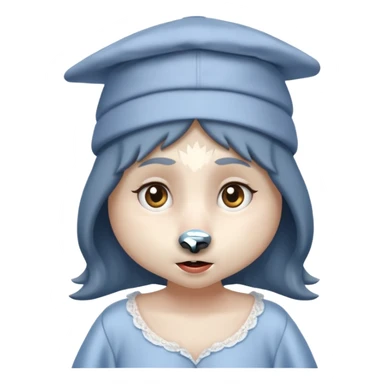 the wolf in grandma's nightgown and cap in the little red riding hood story sticker