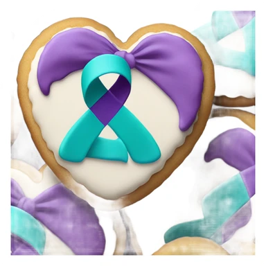 Purple teal Suicide awareness ribbon on heart ookie sticker