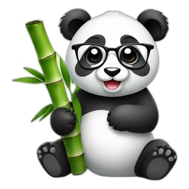 cute panda eating bamboo wearing glasses sticker