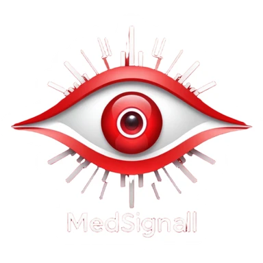 Eye-catching logo for MedSignal, red pulse cutting through geometric forms forming the letters ‘AI’, glowing red highlights with smooth, modern lines, clean white background, powerful and memorable for a tech-forward healthcare brand sticker