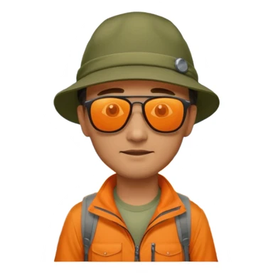 Man + orange tent,Mountain Campers. sticker