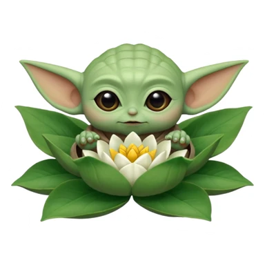 Baby Yoda sentado dentro de una flor de loto sticker