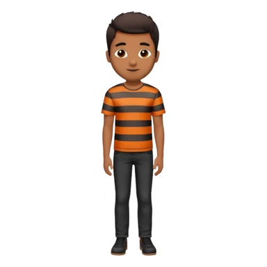 brown man wearing burnt orange and white vertically striped shirt and black jeans sticker