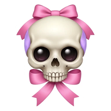 skull emoji with pink ribbon pookie not with hair sticker