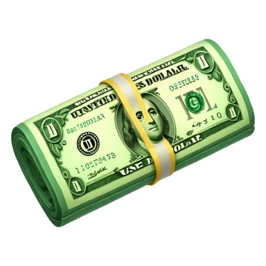 a single rolled US dollar bill, 3D style, no backgrou sticker