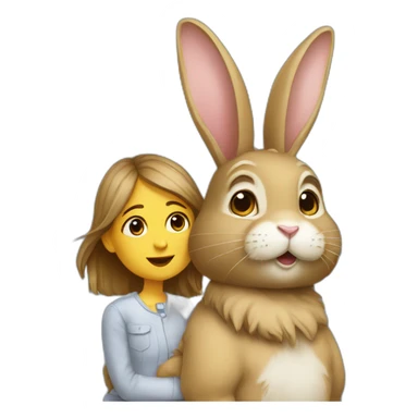 Lapin avec un fille sticker