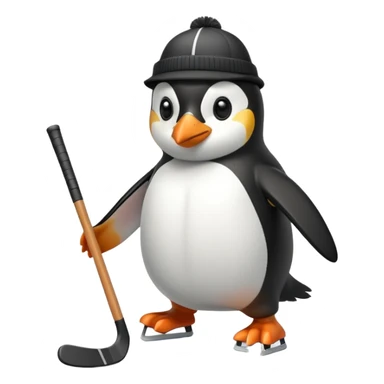 penguin playing hockey wearing Guinness  sticker