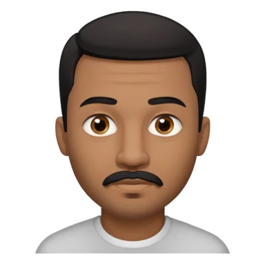 A man emoji with medium-dark skin, short black hair, straight eyebrows, brown eyes, a small nose, and facial hair consisting of a thin mustache and goatee. He also has piercings — a ring on his eyebrow and another on his lower lip. sticker
