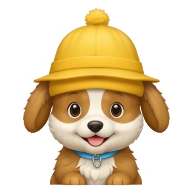 puppy dog with hat yellow sticker