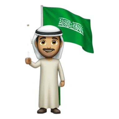 saudi man he is raising the flag of Saudi Arabia sticker