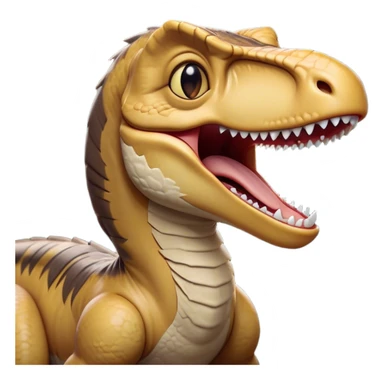Cinematic Cute Yawning jurassic park Velociraptor Portrait Emoji, Head tilted slightly with a dramatic, wide-open yawn, showcasing a lean, powerful body with a relaxed snout and sleepy, half-closed eyes that hint at both ferocity and fatigue, Simplified yet irresistibly cute features, highly detailed, glowing with a soft, cozy prehistoric glow, high shine, relaxed yet expressive, stylized with a hint of whimsical ancient ease, soft glowing outline, capturing the essence of a drowsy yet endearing jurassic park Velociraptor that appears ready to stretch and yawn its way out of the screen! sticker