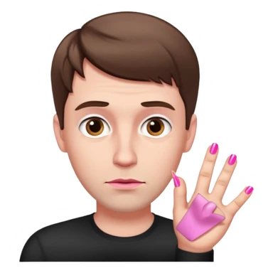 White man with short brown hair, long face, and pink nails looking sassy sticker