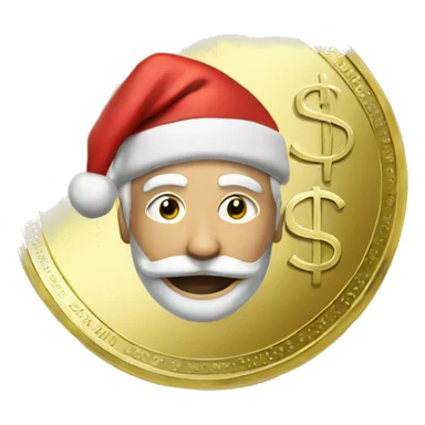 A coin of money with the topic of Santa and Christmas  sticker