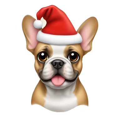 Frenchie with a Christmas hat on  sticker