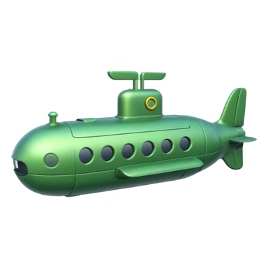 green mini single submarine in cartoon  sticker