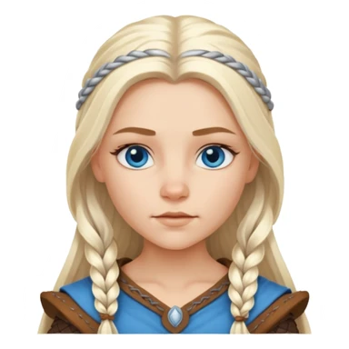 Viking platinum blonde girl with long hair and forelocks, blue eyes. sticker