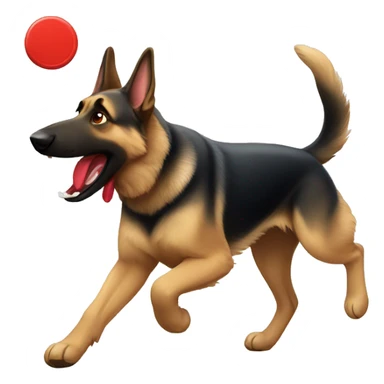 German Shepherd, catching red frisbee sticker