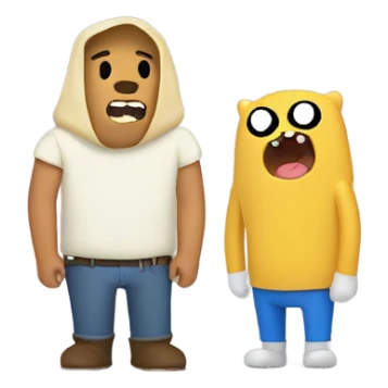 ai generated image of finn the human and jake the dog sticker