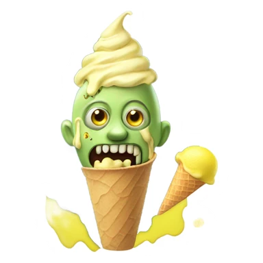Zombie eating ice cream made of lemons sticker